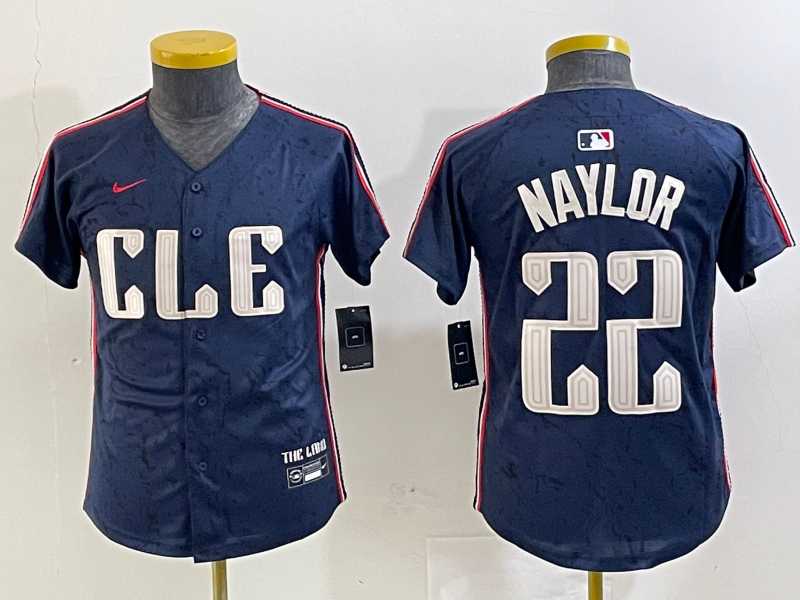 Youth Cleveland Guardians #22 Josh Naylor Navy 2024 City Connect Limited Stitched Jersey->mlb youth jerseys->MLB Jersey